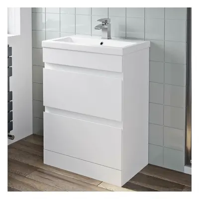 600mm Bathroom Vanity Unit Basin Storage Drawer Cabinet Furniture White Gloss