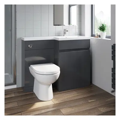 1100 mm Bathroom Vanity Unit Basin Toilet Combined Furniture Right Hand Grey