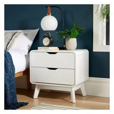 (White) Home Source Nordica Drawer Bedside Table Storage Unit