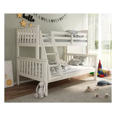 Clover White Triple Sleeper Pine Wood White Bunk Bed