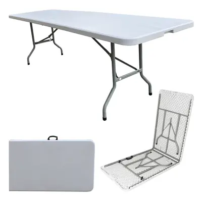 MQ Houseware 8ft Folding Table Fold in Half w/Handle Plastic for Outdoor & Indoor Party Dining W