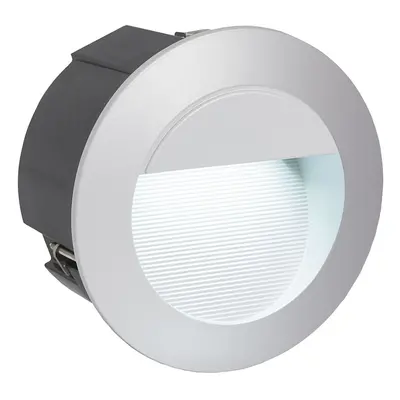 IP65 Recessed Outdoor Wall Light Silver Cast Aluminium 2.5W Built in LED