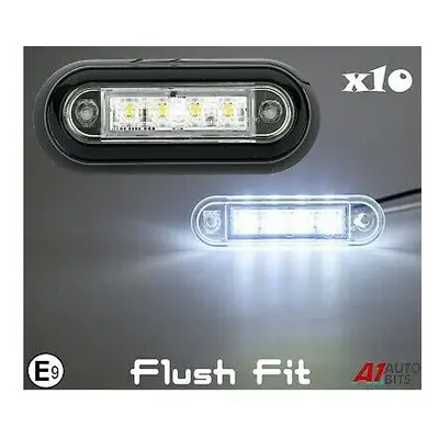 10x 24V led White Front Side Markers Indicator Flush Fit Lights Trailer Lorry E9