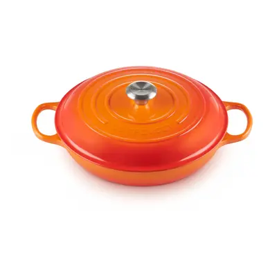 Le Creuset Signature Enamelled Cast Iron Shallow Casserole Dish With Lid, cm, 3.2 Litres, Volcan