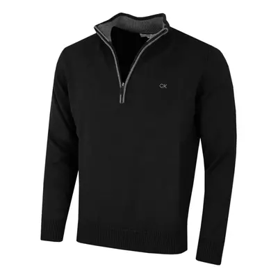 (4XL, Black) Calvin Klein Mens Knit Cotton 1/2 Zip Golf CK Top Sweater