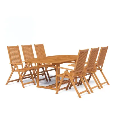 vidaXL Piece Outdoor Dining Set Wood with Extendable Table Folding Chair