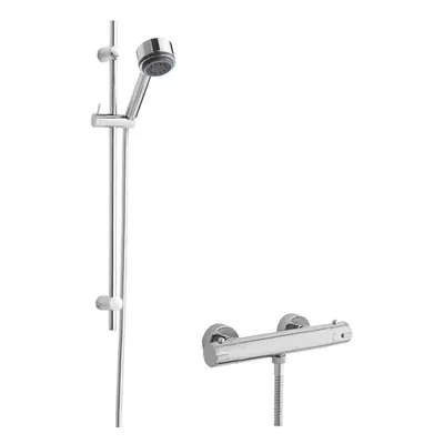 Minimalist Round Bar Valve & Linear Slide Rail Kit Shower Set - Chrome - Balterley