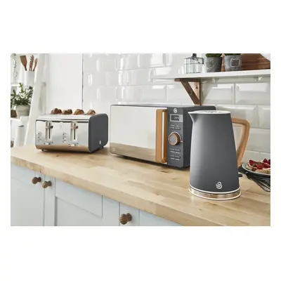 (Grey) Swan Nordic 20L Digital Microwave, 1.7L Jug Kettle & 4-Slice Toaster