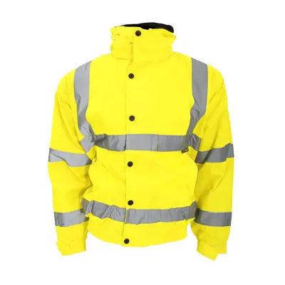 (S, Fluorescent Yellow) Warrior Memphis High Visibility Bomber Jacket / Safety Wear / Workwear