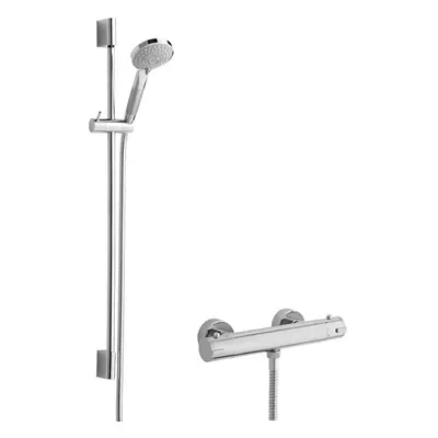 Minimalist Round Bar Valve & Slimline Slide Rail Shower Set - Chrome - Balterley