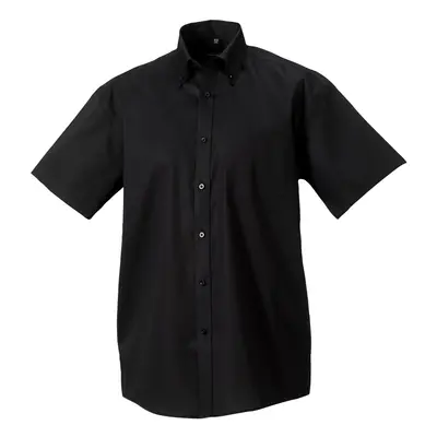 (14.5inch, Black) Russell Collection Mens Short Sleeve Ultimate Non-Iron Shirt