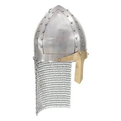 vidaXL Crusader Knight Helmet LARP Replica Silver Steel Armour Warrior Weapon