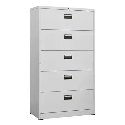 vidaXL Filing Cabinet Light Grey Steel Office File Storage Cabinet Lockable