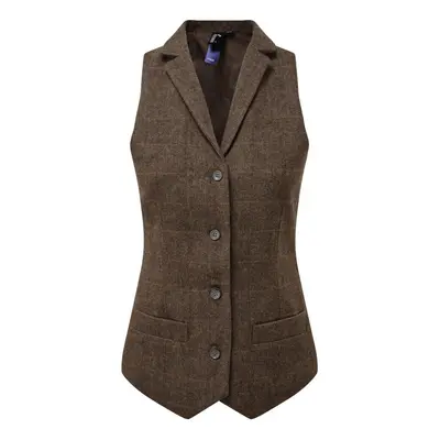 (16 UK, Brown) Premier Womens/Ladies Herringbone Waistcoat