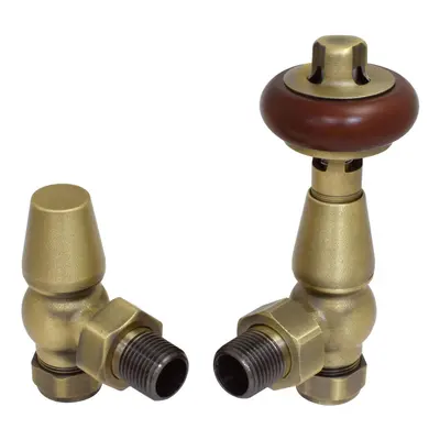 (Antique Brass) Warmehaus Chelsea Traditional Angled TRV Thermostatic Radiator Valves