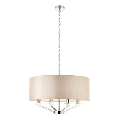 Ceiling Pendant Light Polished Nickel Plate & Beige Fabric x 40W E14