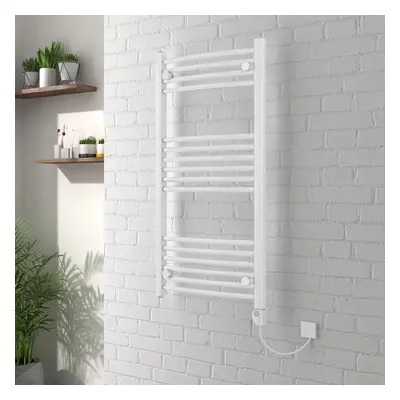 Vienna x 500mm Curved White Electric Heated Thermostatic Towel Rail