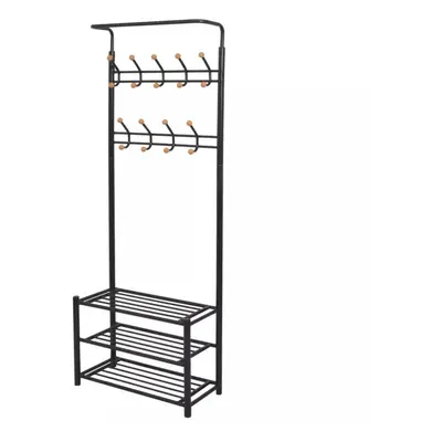 vidaXL Clothes Rack with Shoe Storage 68x32x182.5cm Black Shelf Garment Stand