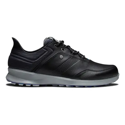 (UK 7, Black/Iron/Grey) FootJoy Mens Stratos Waterproof StratoFoam Spikeless Leather Golf Shoes