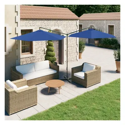 vidaXL Double Parasol with Steel Pole Azure Blue cm Outdoor Parasol Canopy