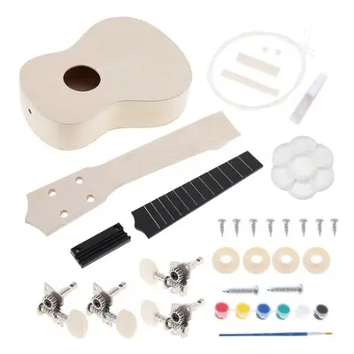 21 Inch Ukulele DIY Kit Miniature UKE Guitar Instrument Wooden Paint Build with Full Acc