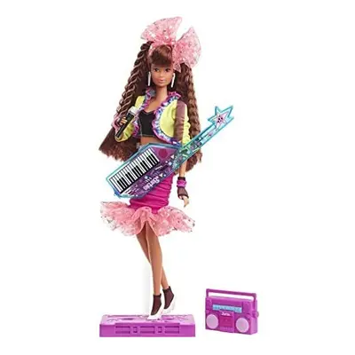 Barbie Rewind 80s Edition Dolls Night Out Doll (11.5-in Brunette) in Party Look Featuring Neon J