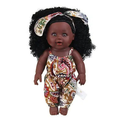 () 30CM Silicone Vinyl African Girl Realistic Reborn Lifelike Newborn Baby Doll Toy with Moveabl