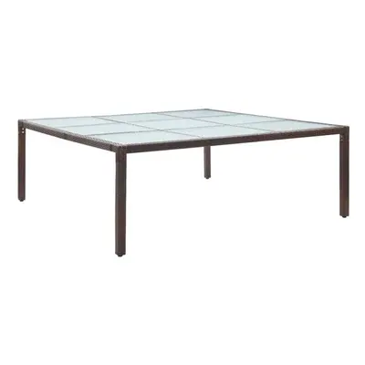 Garden Dining Table Brown 200x200x74 cm Poly Rattan