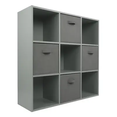 (4 Grey Drawers) Charles Jacobs Grey Cube Open Book Shelf Storage