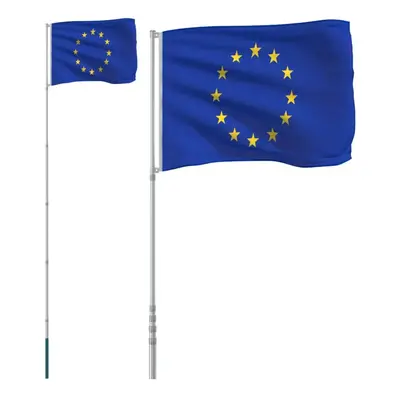 vidaXL Europe Flag and Pole Flagpole Decoration Flag Pole Kit Flag Aluminium