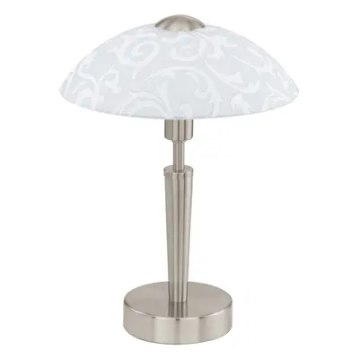 Table Lamp Colour Satin Nickel Shade White With Decor Satin Glass Bulb E14 1x60W