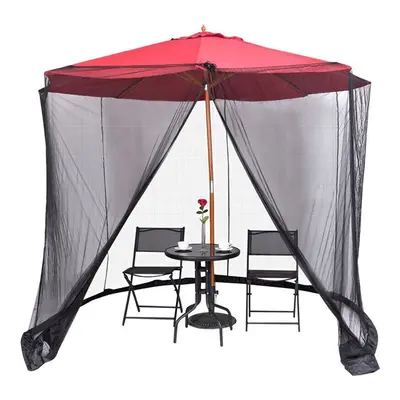 (Black) Parasol Mosquito Net Cover Outdoor Garden Umbrella Table Screen Bug Netting