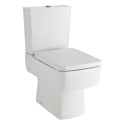 Modern Compact Semi Flush to Wall Pan and Cistern WC Toilet (No Seat), 800mm x 355mm, White