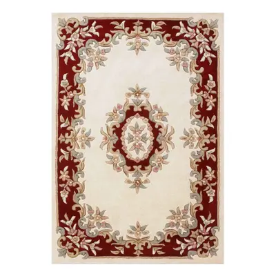 (CREAM RED, x cm) Traditional Pure Wool Rugs Hall Runner Round Circle Half Moon Mat Small Extra 