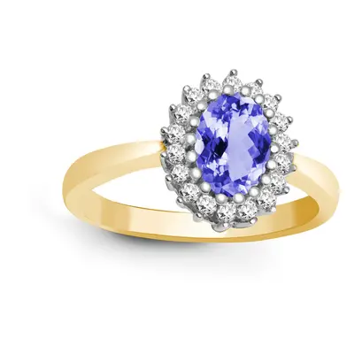 (T) Jewelco London 9ct Yellow Gold H I2 0.23ct Diamond and Oval Lilac 0.73ct Tanzanite Classic R