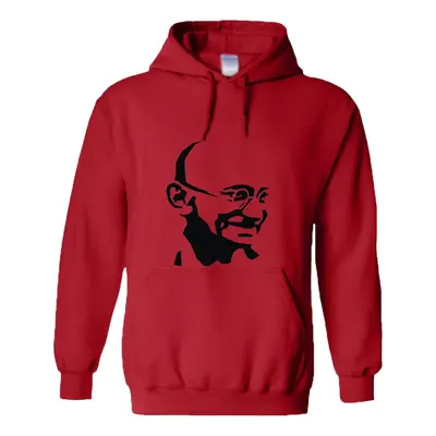 (3XL) Mahatma Gandhi Indian Hero Mens Red Hoodie Basic Hooded Sweat Sweater