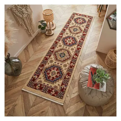 (Cream, 68x235cm Runner) Luxury Wool Traditional Rug Carpet Vintage Oriental Rugs Runner Small L