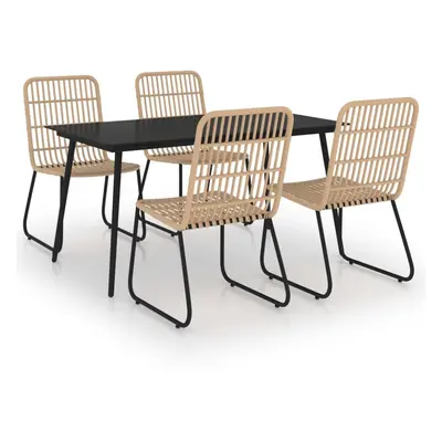 vidaXL Outdoor Dining Set Piece Poly Rattan and Glass Chair and Table Garden