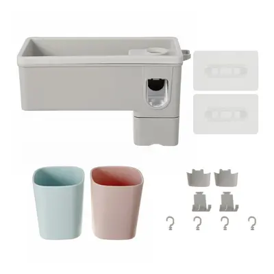 (2-Cup Holder) Wall-mounted Toothbrush Holder Toothpaste Dispenser