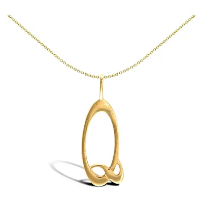 Jewelco London Solid 9ct Yellow Gold Script Identity Initial Pendant Letter Q - JIN002-Q