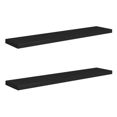 vidaXL 2x Floating Wall Shelves Black 120x23.5x3.8 cm MDF Display Hanging Rack