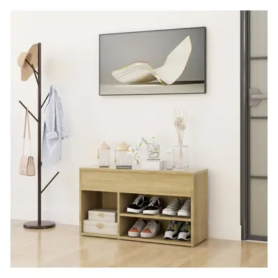 vidaXL Shoe Bench Sonoma Oak Chipboard Shoe Organiser Cabinet Rack Hall Bench