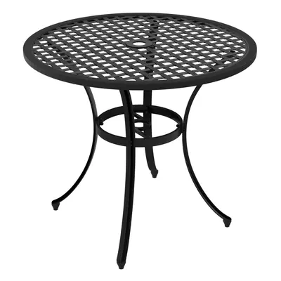 Outsunny Cast Aluminium Bistro Table with Umbrella Hole for Balcony, Black