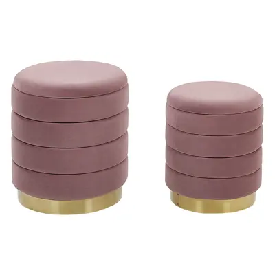 Set of Storage Pouffes Pink GARLAND