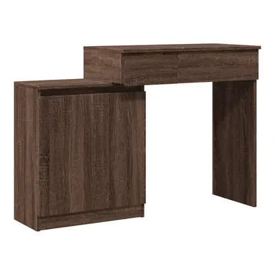 (brown oak) vidaXL Dressing Table with LED Bedroom Cosmetic Table Vanity Desk Makeup Table