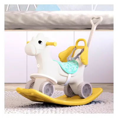 (Yellow) 2-in-1 Kids Plastic Rocking Horse