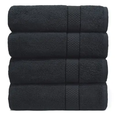 Pack of Large Jumbo Bath Sheets 100% Egyptian Combed Cotton Big Beautiful Towels_Black_2pcs