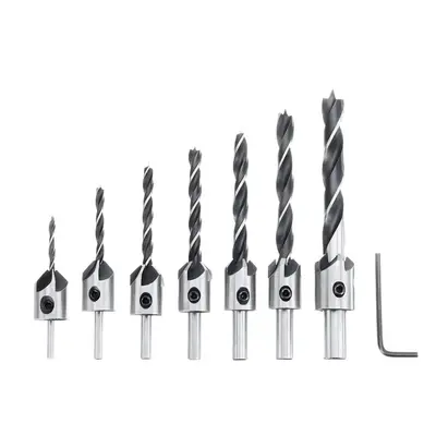 23pcs Chamfering Countersunk Drill Bit Set Flute Chamfering Drill Wood Plug Cutter Automatic Cen