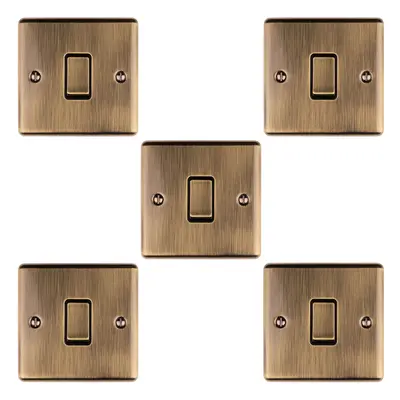 5 PACK Gang 20A Single Light Switch ANTIQUE BRASS & BLACK Way Metal Rocker