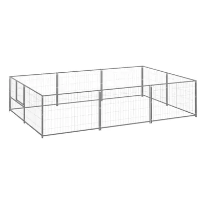 vidaXL Dog Kennel Silver m? Steel Puppy Enclosure Outdoor Patio Dog Cage